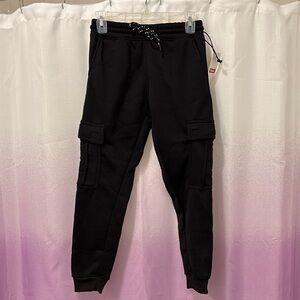 Hype Black Relaxed Fit Sweatpants with Tapered Ankle